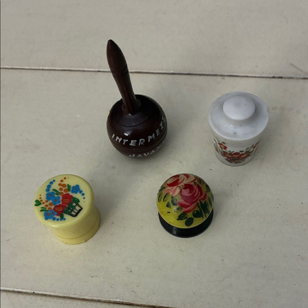 solid perfumes bundle. 3 tiny from Paris. Tall one from Havana. All smell great